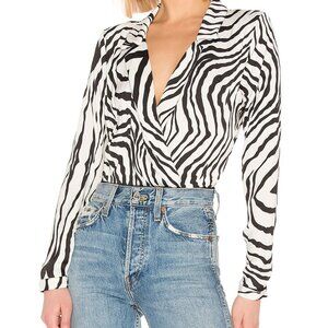 LPA Zebra Long Sleeve V Neck Bodysuit